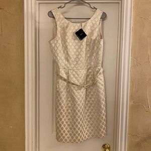 White House Black Market Ivory & Gold Dress